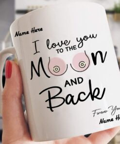Personalized I Love You To The Moon And Back Mug, Custom Name Love You Ceramic Coffee Mug, Funny Gifts For Couple, Gifts For Couple, Gifts For Anniversary