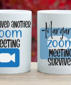 Personalized I Survied Another Zoom Meeting Coffee Mug, Zoom Meeting Surviver Custom Name Mug, Gifts For Students Kids On Graduation, Son Daughter Birthdays Gifts