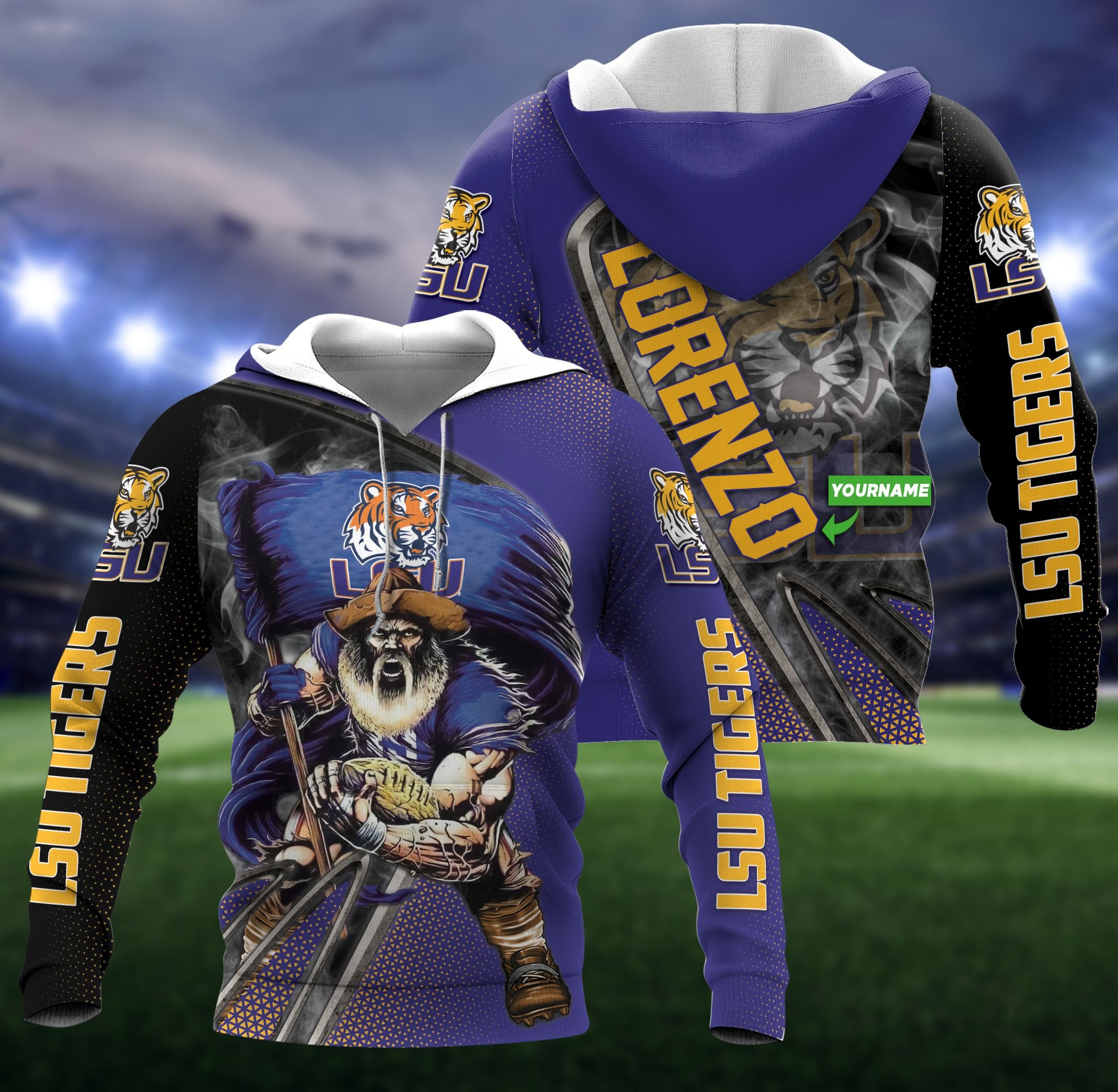 Personalized Lsu Tigers 3D All Over Print Zip Hoodie Gifts For Ncaa Fans