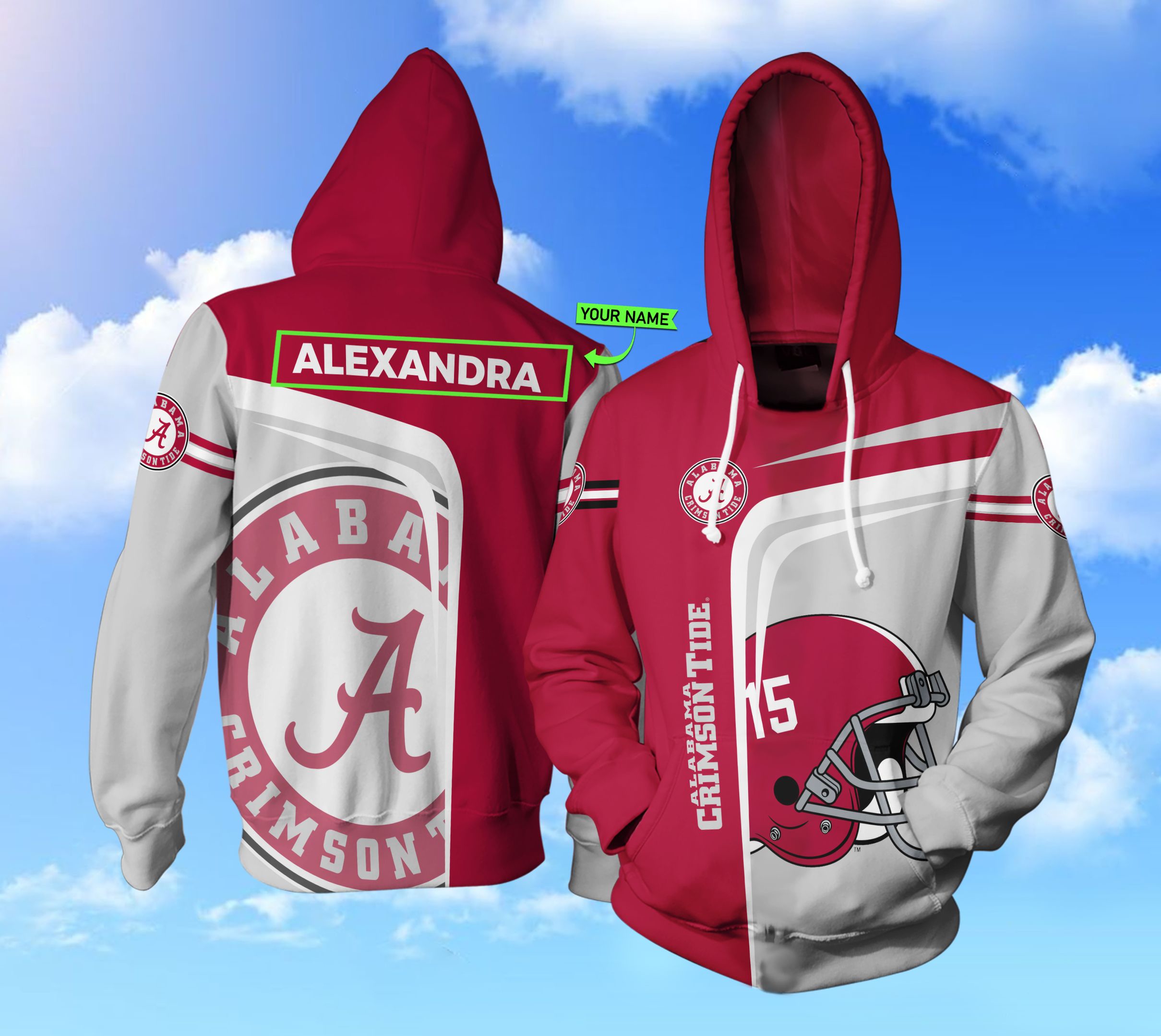 Personalized Ncaa Alabama Crimson Tide Football Custom Name 3D All Over Print Hoodie