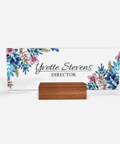 Personalized Name Plate Office Supply Secretary Sign Gift Custom Nurses Teacher Friend Special Rose Floral Flowers
