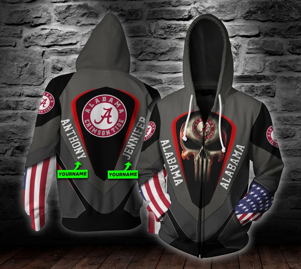 Personalized Nna180502 Alabama Crimson Tide 3D All Over Print Zip Hoodie Gifts For Ncaa Fans