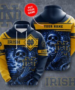 Personalized Notre Dame Fighting Irish Skull Egypt 3D All Over Print Zip Hoodie Gifts For Ncaa Fans