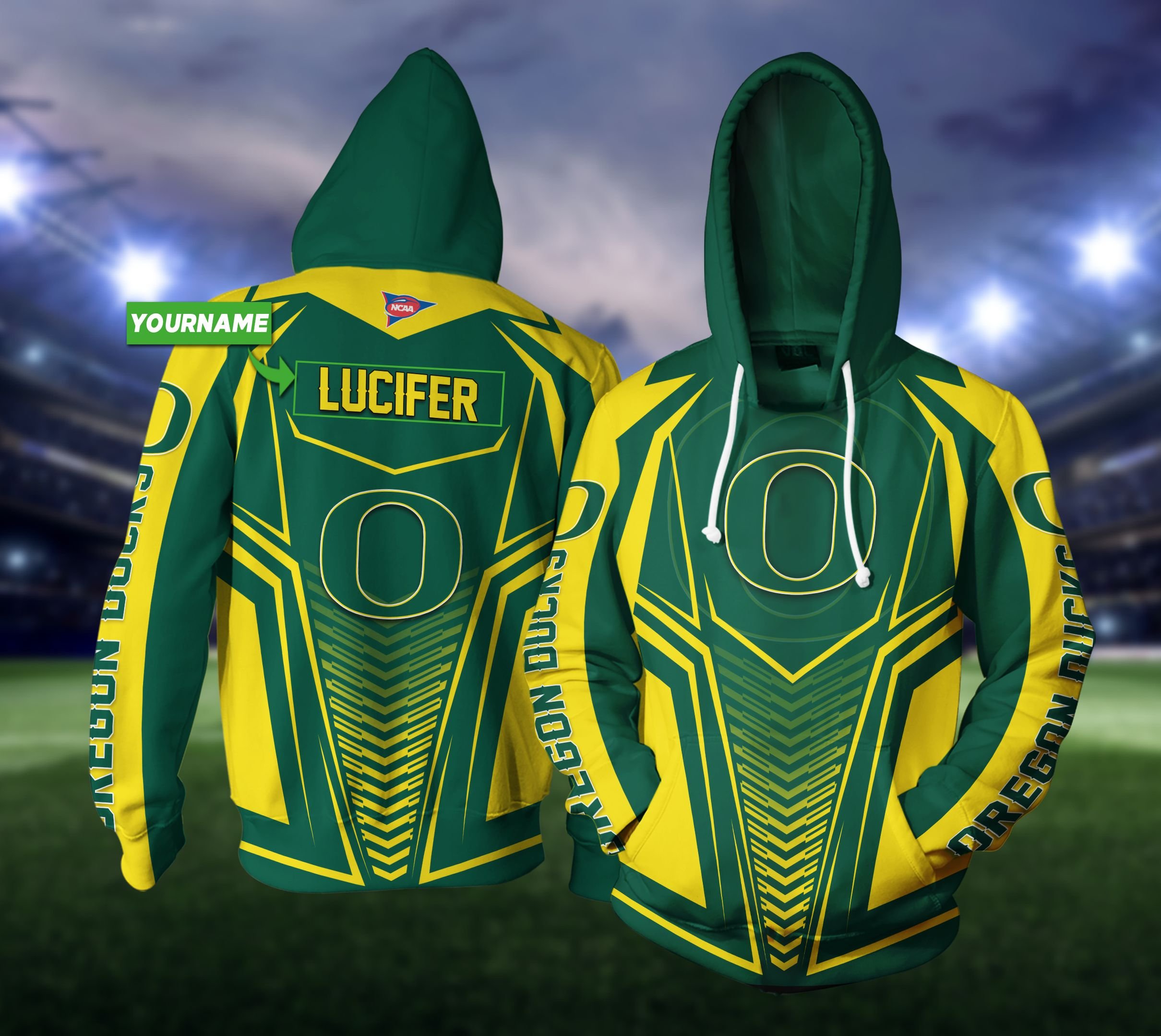 Personalized Oregon Ducks 3D All Over Print Zip Hoodie Gifts For Ncaa Fans For Fans