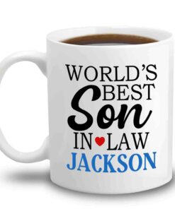 Personalized Son In Law Coffee Mug Cup 11 Oz 15 Oz, World's Best Son In Law White Cup Gifts For Men Husband, Customized Choose Son In Law's Name Travel Ceramic Mug For Birthday Christmas Wedding