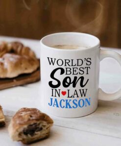 Personalized Son In Law Coffee Mug Cup 11 Oz 15 Oz, World's Best Son In Law White Cup Gifts For Men Husband, Customized Choose Son In Law's Name Travel Ceramic Mug For Birthday Christmas Wedding