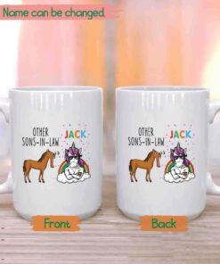 Personalized Son In Law White Coffee Mug 11 Oz 15 Oz, Other Sons In Law Vs Unicorn Travel Ceramic Mug Gifts For Men Husband, Customized Choose Son In Law's Name Coffee Cup For Birthday Christmas