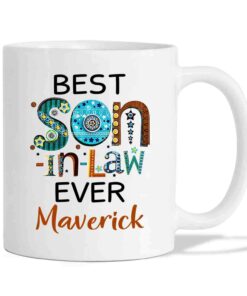 Personalized Son In Law White Coffee Mug Cup For Men Husband, Best Son In Law Ever Ceramic Cup, Awesome Customized Choose Name Son In Law White Travel Mug Gifts For Birthday Christmas