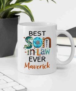 Personalized Son In Law White Coffee Mug Cup For Men Husband, Best Son In Law Ever Ceramic Cup, Awesome Customized Choose Name Son In Law White Travel Mug Gifts For Birthday Christmas