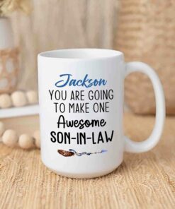 Personalized Son In Law White Coffee Mug Cup Gifts For Birthday Christmas, You Are Going To Make One Awesome Son In Law Ceramic Teacup