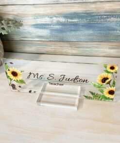 Personalized Sunflower Name Plate For Desk Modern Office Sign Business Decor Executive Gifts For Boss Coworkers Tearcher And Friends