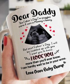 Personalized Ultrasound Mug, This Father's Day I'm Snuggled Warm And Safe In Mummy's Tummy Mug, Happy 1St Father's Day Mug Gifts For First Dad Expectant Dad For First Father's Day, Sonogram Mug