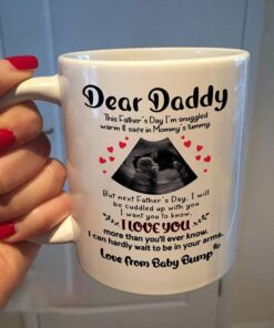 Personalized Ultrasound Mug, This Father's Day I'm Snuggled Warm And Safe In Mummy's Tummy Mug, Happy 1St Father's Day Mug Gifts For First Dad Expectant Dad For First Father's Day, Sonogram Mug