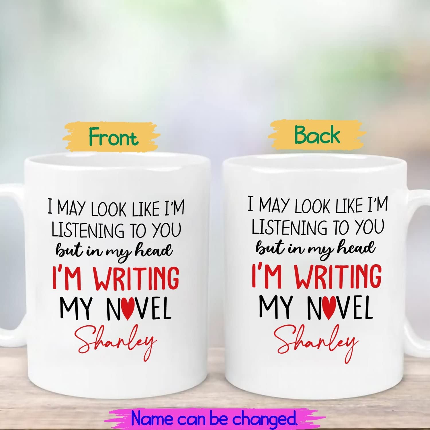 Personalized Writer Author White Coffee Mug Custom Name For Men,Women, In My Head I'm Writing My Novel Author Travel Coffee Cup Gift For Writer,Novelist, Inspirational Author Ceramic Mug