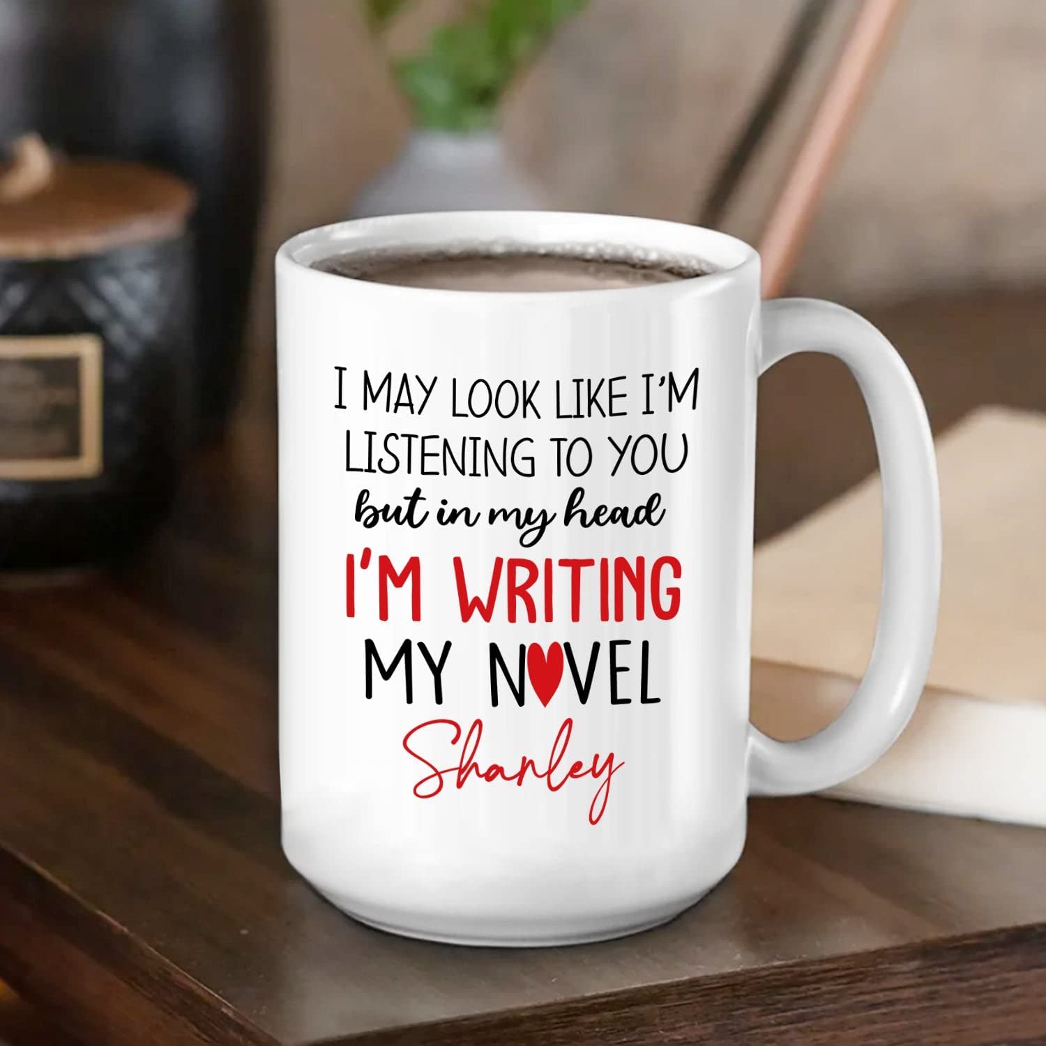 Personalized Writer Author White Coffee Mug Custom Name For Men,Women, In My Head I'm Writing My Novel Author Travel Coffee Cup Gift For Writer,Novelist, Inspirational Author Ceramic Mug