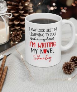 Personalized Writer Author White Coffee Mug Custom Name For Men,Women, In My Head I'm Writing My Novel Author Travel Coffee Cup Gift For Writer,Novelist, Inspirational Author Ceramic Mug