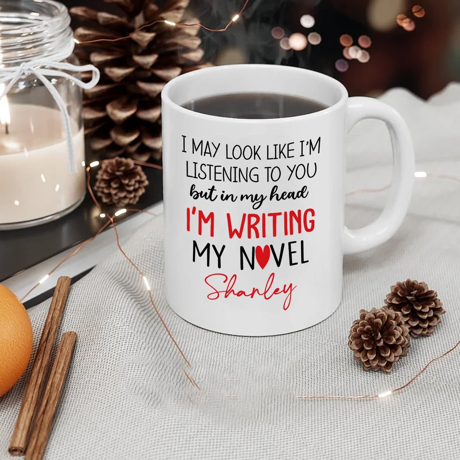 Personalized Writer Author White Coffee Mug Custom Name For Men,Women, In My Head I'm Writing My Novel Author Travel Coffee Cup Gift For Writer,Novelist, Inspirational Author Ceramic Mug