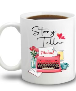 Personalized Writer Coffee Mug Custom Name, Story Teller Awesome Writer Author White Cup Gift For Book Lover,Reading Lover,Friend,Family, Customized Author Ceramic Mug