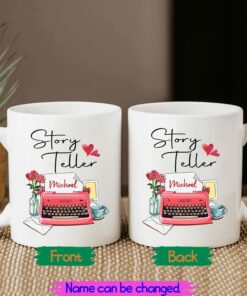 Personalized Writer Coffee Mug Custom Name, Story Teller Awesome Writer Author White Cup Gift For Book Lover,Reading Lover,Friend,Family, Customized Author Ceramic Mug