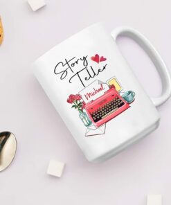 Personalized Writer Coffee Mug Custom Name, Story Teller Awesome Writer Author White Cup Gift For Book Lover,Reading Lover,Friend,Family, Customized Author Ceramic Mug