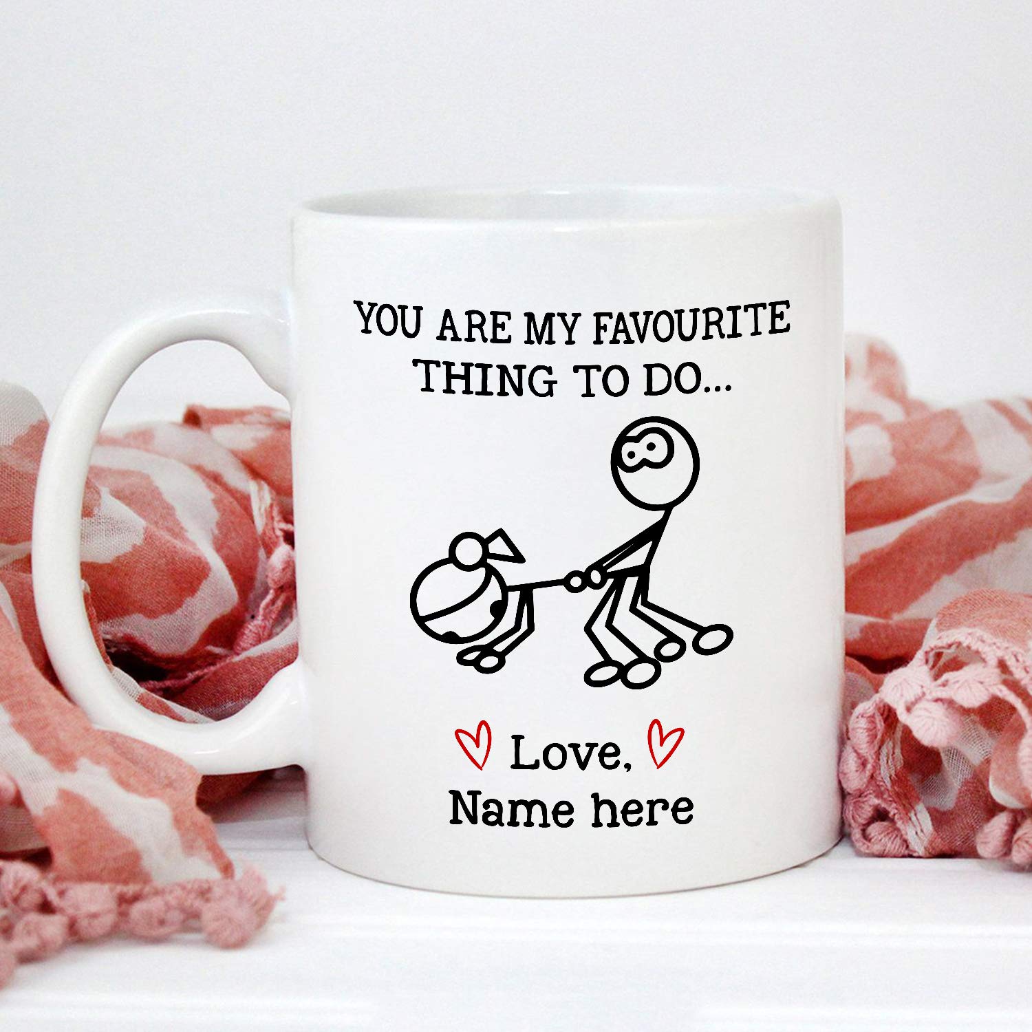 Personalized You Are My Favorite Thing To Do Mug, Funny Valentines Day Gifts For Couple Lover Partner Customized Name Color Changing Mug