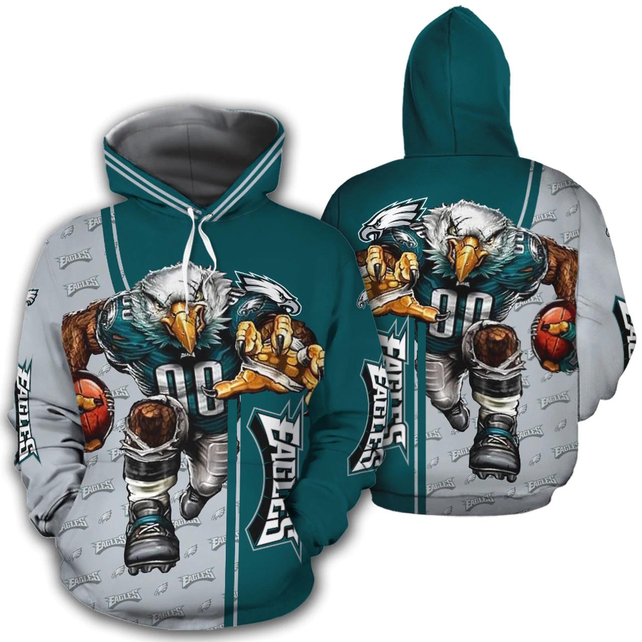 Philadelphia Eagles Hoodies Mens Mascot 3D Ultra Cool Gifts for Fans ...
