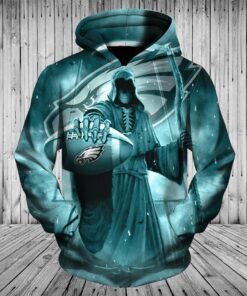 Philadelphia Eagles Zip Up Hoodies 3D Death Skull Hoodies Gifts for Fans