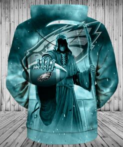 Philadelphia Eagles Zip Up Hoodies 3D Death Skull Hoodies Gifts for Fans