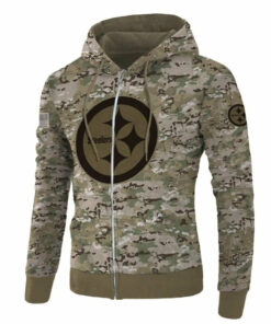 Pittsburgh Steelers Army Hoodie 3D Printed Pullover Zip Up Hoodies Gifts for Fans