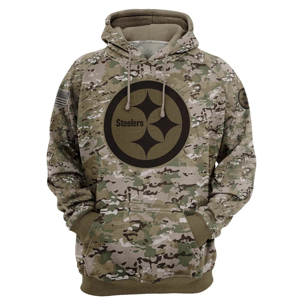 Pittsburgh Steelers Army Hoodie 3D Printed Pullover Zip Up Hoodies Gifts for Fans