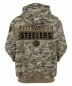 Pittsburgh Steelers Army Hoodie 3D Printed Pullover Zip Up Hoodies Gifts for Fans