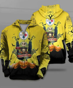 Pittsburgh Steelers Halloween Costume Hoodies Jack Skellington 3D Graphic Gifts for Fans