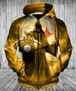 Pittsburgh Steelers Hoodies Men's 3D Death Skull Hoodies Gifts for Fans