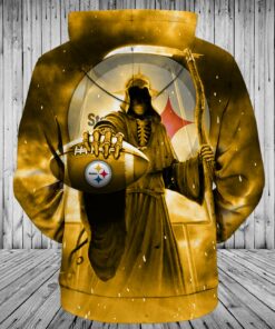 Pittsburgh Steelers Hoodies Men's 3D Death Skull Hoodies Gifts for Fans