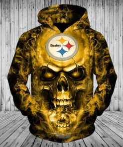 Pittsburgh Steelers Skull Hoodie Smoke, Zip Hoodies Gifts for Fans