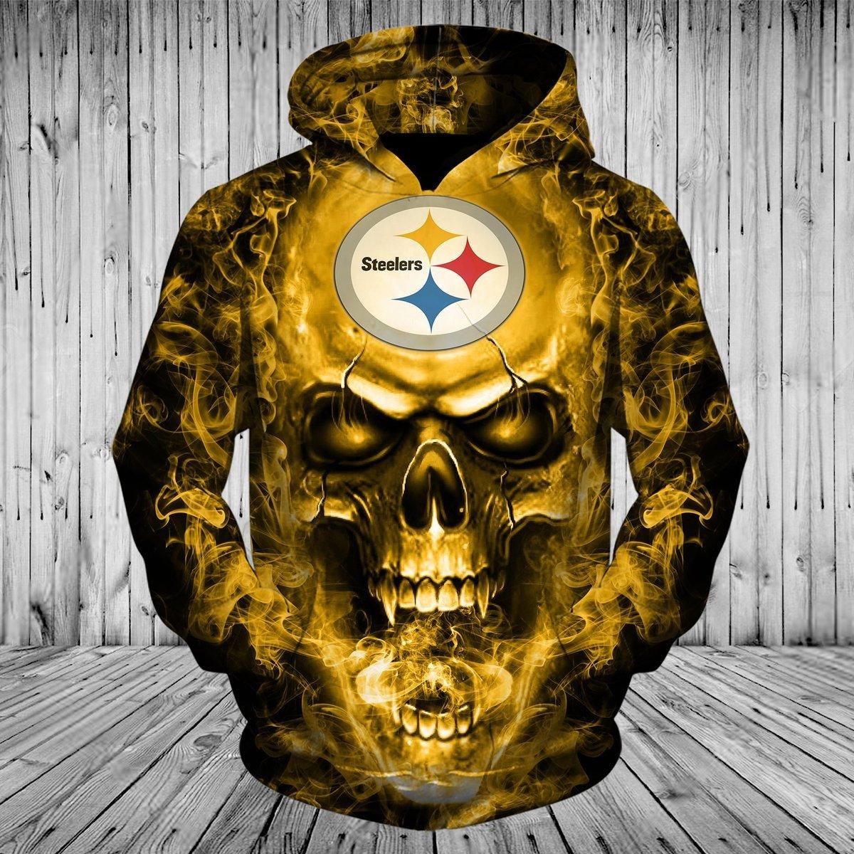 Pittsburgh Steelers Skull Hoodie Smoke, Zip Hoodies Gifts for Fans