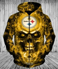 Pittsburgh Steelers Skull Hoodie Smoke, Zip Hoodies Gifts for Fans