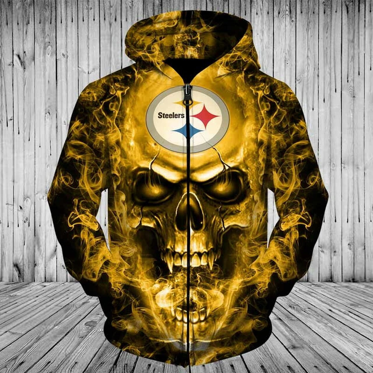 Pittsburgh Steelers Skull Hoodie Smoke, Zip Hoodies Gifts for Fans