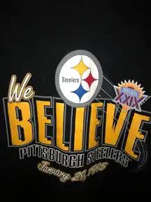 Pittsburgh Steelers We Believe Super Bowl XXIX T-Shirt Sweatshirt Pullover Hoodie Reprinted Full Color Full Size