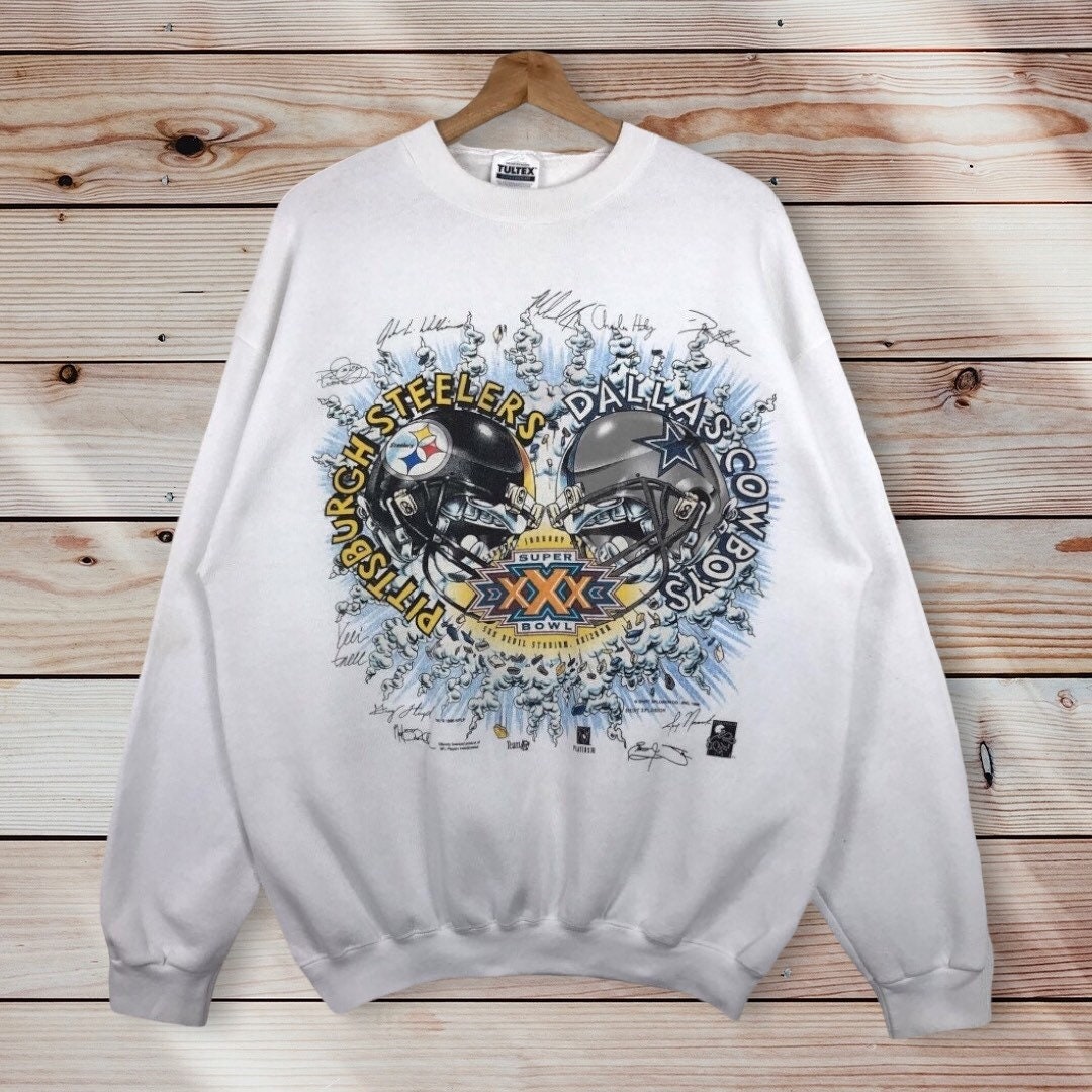 Player Signature Vintage Style 1996 NFL Pittsburgh Steelers vs Dallas Cowboys Super Bowls Crewneck Sweatshirt, Hoodie, Shirt Gifts for Fans