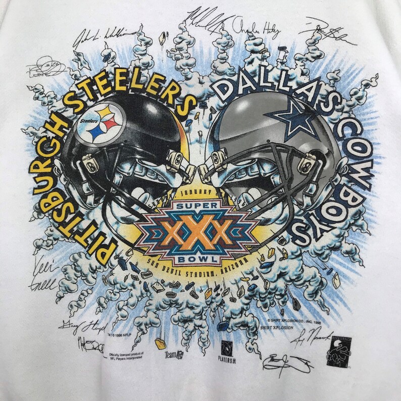 Player Signature Vintage Style 1996 NFL Pittsburgh Steelers vs Dallas Cowboys Super Bowls Crewneck Sweatshirt, Hoodie, Shirt Gifts for Fans