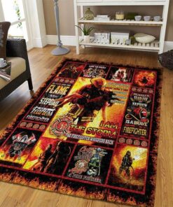 Proud To Be A Firefighter Rugs, Firefighter Area Rug, Fireman Carpet Gifts for Dad, Son, Fireman, Firefighter Lovers