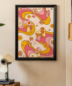 Psychedelic Mushroom Floral Motivational Aesthetic Vintage 70s Poster Wall Art Canvas Prints