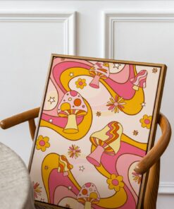 Psychedelic Mushroom Floral Motivational Aesthetic Vintage 70s Poster Wall Art Canvas Prints