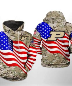 Purdue Boilermakers Ncaa Us Flag Camo Veteran 3D All Over Print Hoodie, Zip-Up Hoodie
