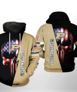 Purdue Boilermakers Ncaa Us Flag Skull 3D All Over Print Hoodie, Zip-Up Hoodie