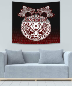 Ragnarok Fenrir Valknut and Vegvisir Tapestry for Wall Décor