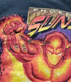 Rare Vintage Style 90s Phoenix Suns Super Hero T-Shirt Sweatshirt Pullover Hoodie Reprinted Full Color Full Size Gift for BNA Fans