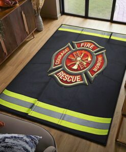 Rescue Firefighter Rugs, Firefighter Area Rug, Fireman Carpet Gifts for Dad, Son, Fireman, Firefighter Lovers