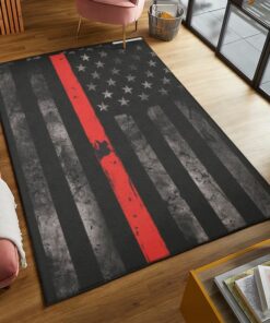 Rescue Firefighter, Thin Red Line Firefighter Rugs, Firefighter Area Rug Gifts for Dad, Son, Fireman, Firefighter Lovers